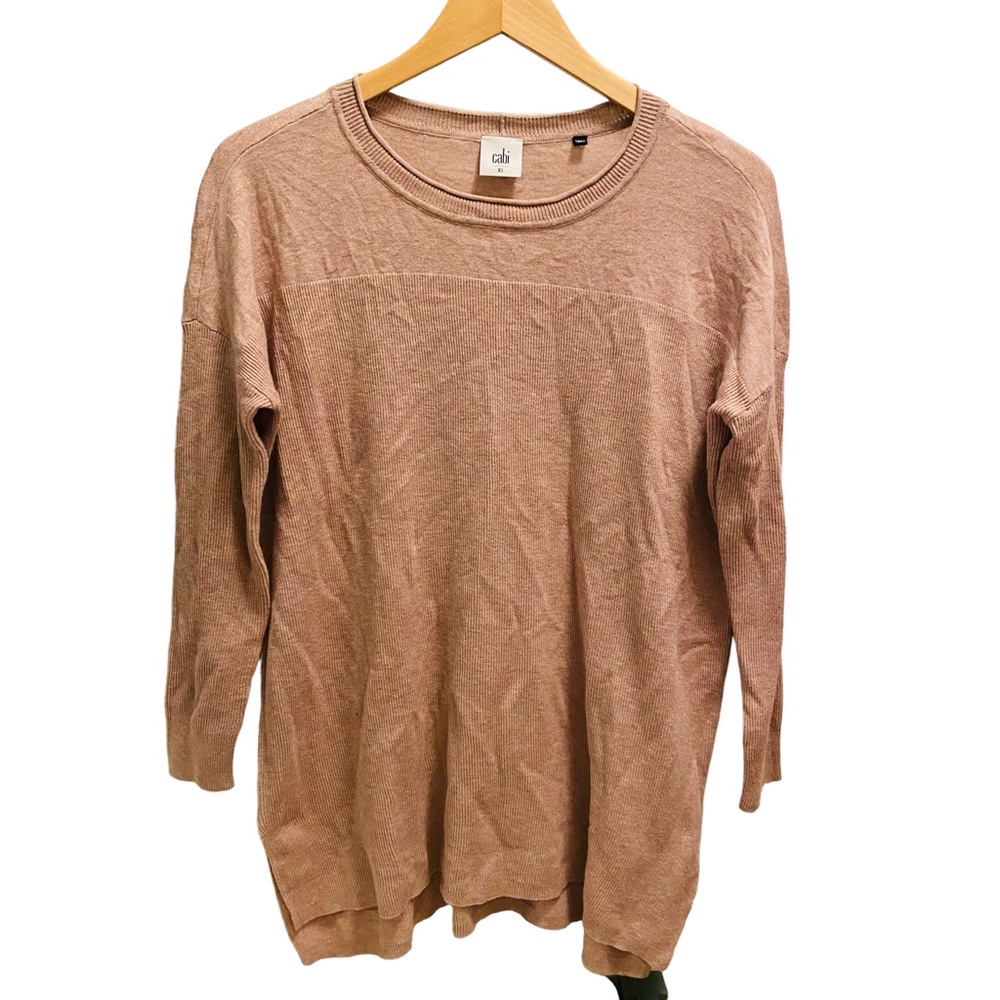 Cabi # 3528 "Play Pullover" in Rosewood Pink Long Sleeve Sweater - Picture 2 of 5